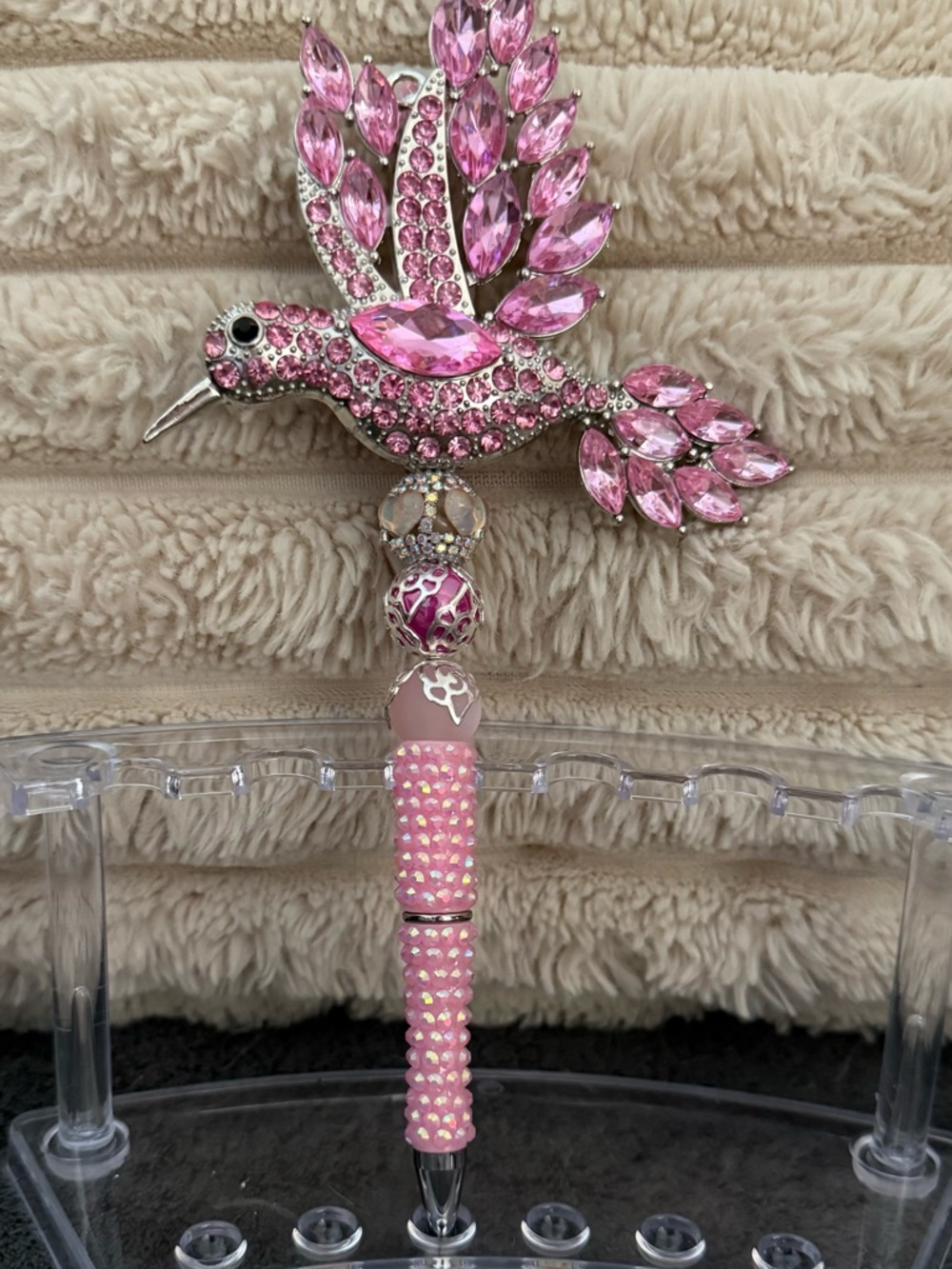 Pink Crystal Hummingbird Pen